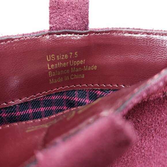 Sbicca Womens 7.5 Suede Fringe Heeled Ankle Boots Burgundy Western Style - Picture 9 of 9